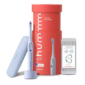 Hum by Colgate Smart Rechargeable Electric Toothbrush Kit with Travel Case Blue