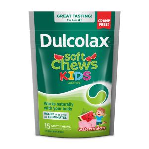 Dulcolax Kids Saline Laxative Soft Chews with Magnesium Hydroxide, Watermelon Flavor, 15 Ct."