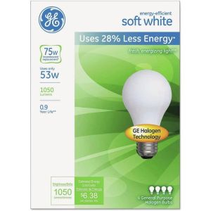 GE GEL66248 Energy-Efficient 53 Watt Soft White Halogen Lightbulbs (4-Piece/Pack)