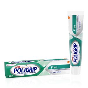 Super Poligrip Additive and Zinc Free Denture and Partials Adhesive Cream, 2.4 oz"