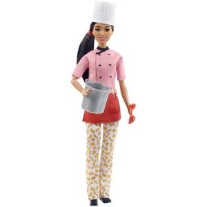 Barbie Pasta Chef Fashion Doll Brunette with White Hat Macaroni Pants Pot & Pasta Accessories