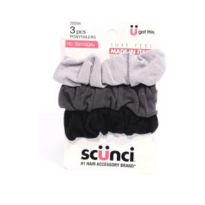 Scunci Luxe Feel Hair Ponytailers, Assorted Colors, 3 pk Made in Italy"