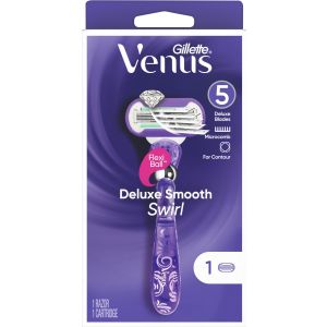 Gillette Venus Deluxe 5 Blade Smooth Swirl, 1 Razor & 1 Cartridge"