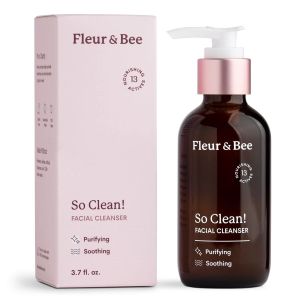 Face Wash | 100% Vegan & Cruelty Free | Non Drying, Gentle, Daily Use | Dermatologist Tested Facial Cleanser with Natural and Organic Ingredients | So Clean by Fleur & Bee (3.7 Fl Oz)"