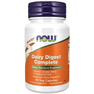 NOW Supplements, Dairy Digest Complete, Digests Lactose, Dairy Proteins and Fats*, Dairy Tolerance Enzymes*, 90 Veg Capsules"