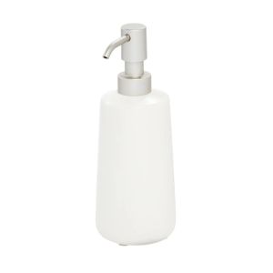 iDesign Eco Vanity Ceramic Refillable Tall Soap Dispenser, Coconut White"