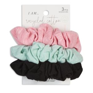 Scunci Planet Earth-Friendly Recycled Cotton Scrunchies (Colors May Vary), 3ct"