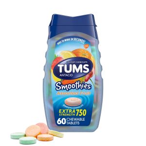 Tums Smoothies Extra Strength Heartburn Relief Antacid Tablets, Fruit, 60 Count"