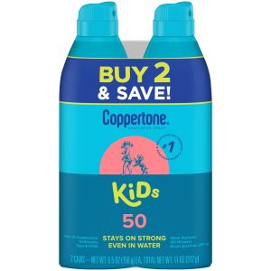 Coppertone Kids Sunscreen Spray, SPF 50 Spray Sunscreen for Kids, 5.5 Oz, Pack of 2"