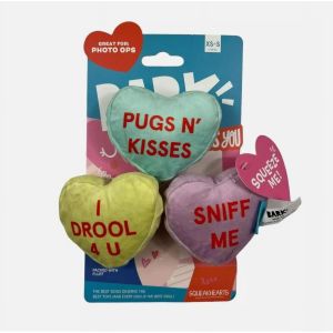 BARK Box ""I Chews You"" 3 pcs Conversation Hearts Dog Toy