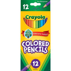 Crayola Colored Pencil Set, 12 Ct, Back to School Supplies for Kids, Classroom Supplies, Teacher Gift"