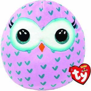 TY Squish-A-Boos Plush - WINKS the Owl (Small Size - 10 inch)