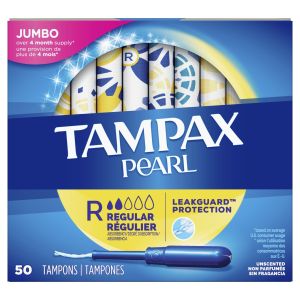 Tampax Pearl Tampons Regular Absorbency with LeakGuard Braid - Unscented- 50ct