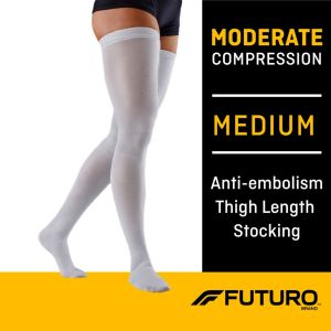 FUTURO Anti-Embolism Thigh Highs, Unisex, Medium, Moderate Compression"