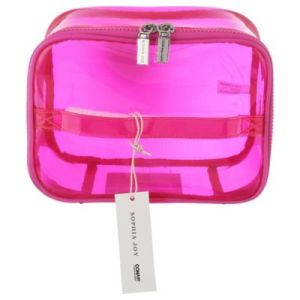 This Sophia Joy Train Case Features a Stylish Tinted Pink Design and Is Perfect for Holding Makeup and Toiletries.