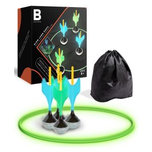 Black Series Glow in the Dark Soft Tip Lawn Darts Game Set, Multicolor