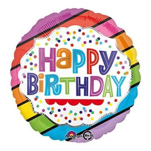 Burton & Burton Happy Birthday Bright Stripes Foilmylar Balloon