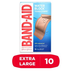 Band-Aid Brand Water Block Tough Strips Bandages, Extra Large, 10 Ct"