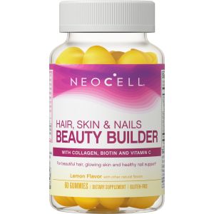 NeoCell Hair, Skin and Nails Beauty Builder With Collagen, Biotin and Vitamin C, Gummy, Lemon, 60 Count, 1 Bottle"