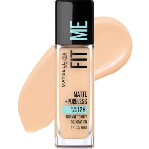 Maybelline Fit Me Matte + Poreless Liquid Foundation Makeup, 120 Classic Ivory, 1 fl oz"