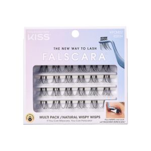 KISS FALSCARA Lash Extension Kit, Natural Wispy, Black, 24 Lash Clusters"