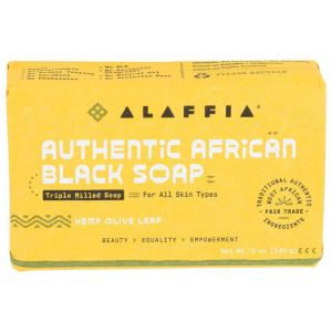 Alaffia Hemp Olive Leaf Triple Milled Authentic African Black Bar Soap, 5 Ounce -- 1 each."