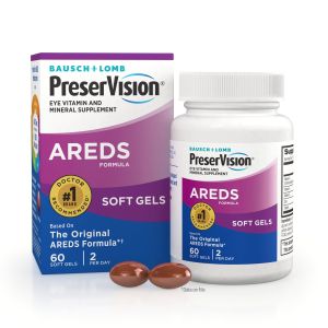 Bausch + Lomb PreserVision AREDS Eye Vitamin & Mineral Supplement Tablets, 60 Count Bottle (Soft Gels)"