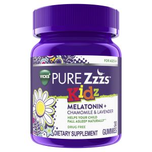 Vicks ZzzQuil Pure Zzzs Melatonin for Kids, Sleep Aid Melatonin Gummies, Dietary Supplement, Berry, 30 Ct"