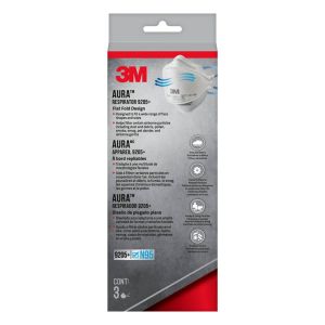 3M Aura N95 Particulate Respirator 9205+, White, 3 Disposable Particulate Respirators"