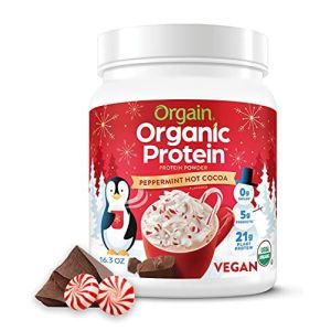 Orgain Organic Vegan 21g Protein Powder, Plant Based, Peppermint Hot Cocoa 1.02lb"