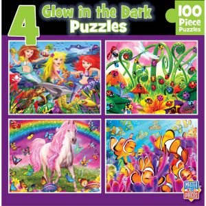 12024 Glow in the Dark Purple Puzzles, 100 Piece - Pack of 4