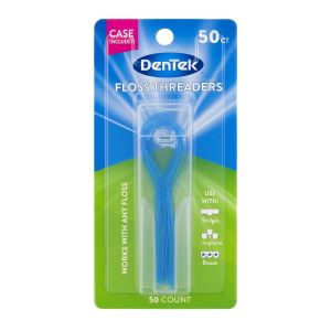 DenTek Floss Threaders, For Braces, Bridges, and Implants, 50 Count"