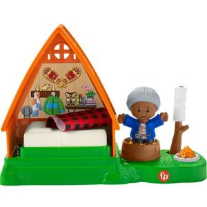 Fisher-Price Little People Cabin Playset with Camp Fire Light and Sounds 3 Pieces Toddler Toy