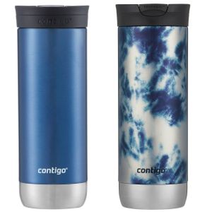 Contigo Huron 2.0 20oz Stainless Steel Travel Mug with SNAPSEAL Lid 2pk Blue Corn/Acid Wash