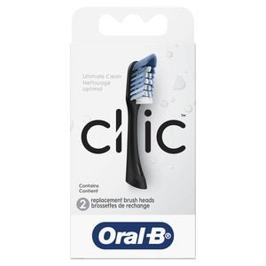 Oral-B Clic Toothbrush Ultimate Clean Replacement Soft Brush Heads, Black, 2 Count"