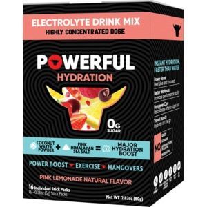 Powerful Nutrition Powerful Hydration Electrolyte Drink Mix, Pink Lemonade, 16 Ct | CVS