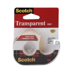 Transparent Tape in Hand Dispenser, 1/2" X 450", 1" Core, Clear