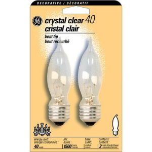 Ge Current Incandescent Bulb,CA10,370 lm,40W,PK2 40CAM/CL/CD2"