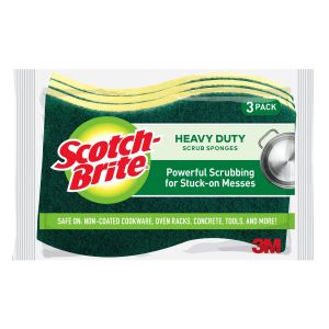 Scotch-Brite MMMHD3 Heavy-Duty Scrub Sponge,4 1/2 X 2 7/10 X 6/10" Green/Yellow,3/Pack