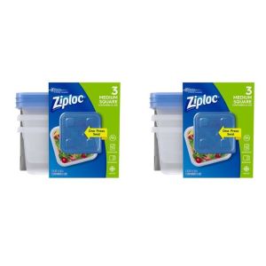 Ziploc® Brand Food Storage Containers with Lids Smart Snap Technology Deep Square 3 Ct