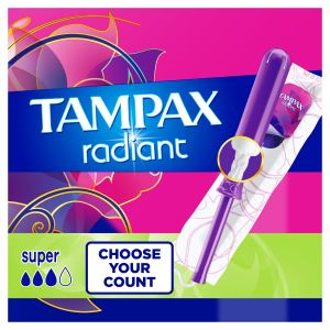 Tampax Pocket Radiant Tampons with Leak Guard Braid, Super Absorbency, 14 Count"