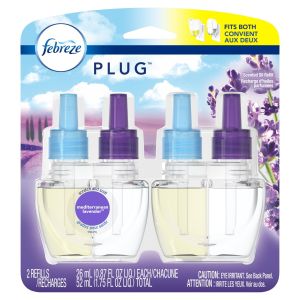 Febreze Odor-Eliminating Fade Defy Plug Air Freshener Refill, Mediterranean Lavender, (2) Oil Refills Mediterranean Lavendar