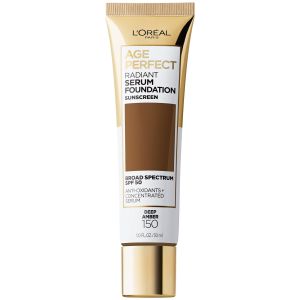 L'Oreal Paris Age Perfect Radiant Serum Foundation Makeup, 150 Deep Amber, 1 fl oz"