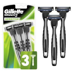 Gillette Mach3 Sensitive Mens Disposable Razors, 3 ct"