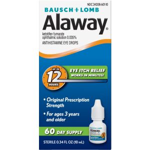 Alaway® Antihistamine Eye Drops(Ketotifen Fumarate Ophthalmic Solution 0.035%)from Bausch + Lomb 0.34 FL OZ (10 mL)