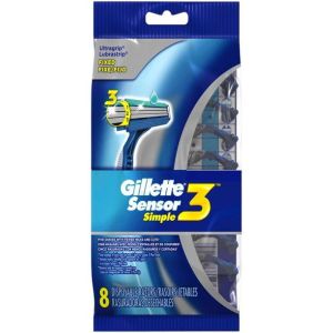 Gillette Sensor3 Simple Men's Disposable Razors, 8 ea"