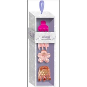 4-PK CLAW CLIPS IN GIFT BOX PINK