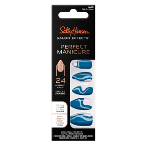 Sally Hansen Perfect Manicure Press on Nail Kit, Almond, Ride the Wave, 24pcs"