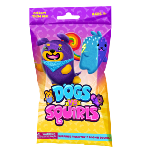 Dogs Vs Squirls - Mystery Bag - 1pk - 4 Super-Soft & Bean-Filled Plush! Gold Wave