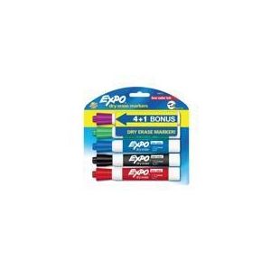 Expo Chisel Tip Dry Erase Markers 5 Pack - Assorted 1 Pack